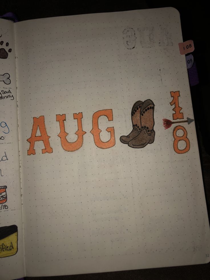 Western title page for august (camp theme) Western Planner, Western Journal, Western Journal Ideas, Western Doodles, Ballet Journal, May Bullet Journal, Doodle Notes, Cowboy Theme, Bullet Journal Aesthetic