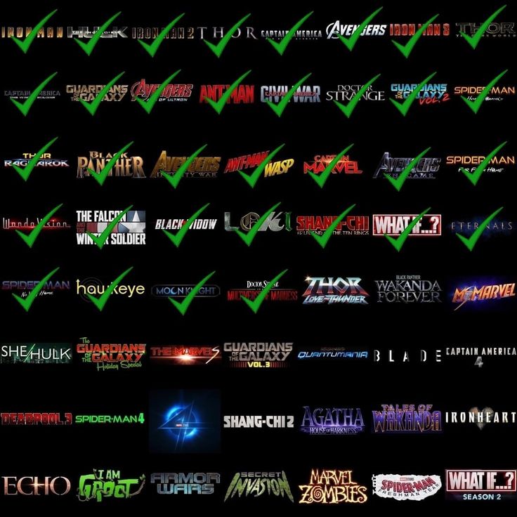 many different logos are shown in the dark with green ticks on them and black background