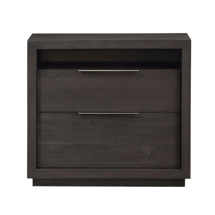 an image of a night stand with two drawers on one side and a drawer on the other