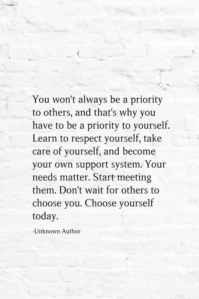 a white brick wall with the words you won't always be priority to others, and that's why you have to be priority to yourself