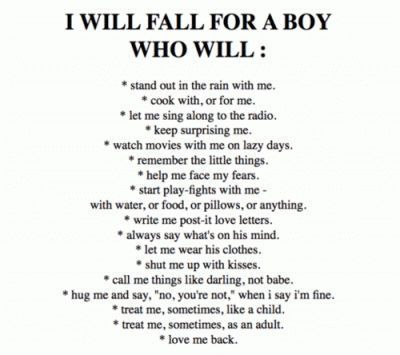 a poem with the words i will fall for a boy who will