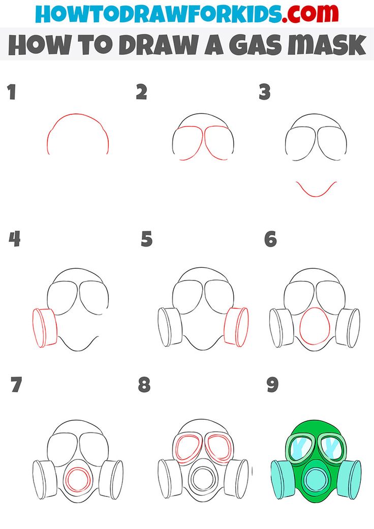 how to draw a gas mask for kids with easy step by step instructions and pictures