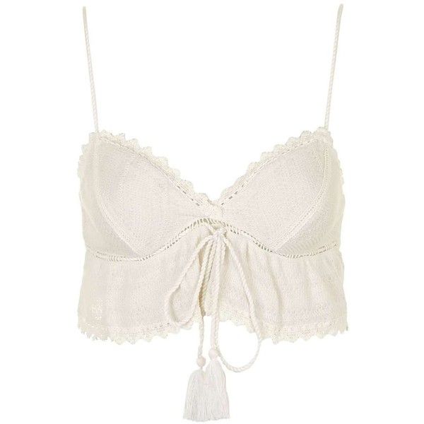 Topshop Knitted Crochet Bralet ($28) ❤ liked on Polyvore featuring tops, crochet top, bralette tops, white strappy top, macrame top and white top Crochet Bralet, White Bralette Top, Crochet Bralette Top, Crop Tops Shirts, White Crochet Top, Bralet Tops, Crochet Bralette, Bralette Top, Crochet Crop Top