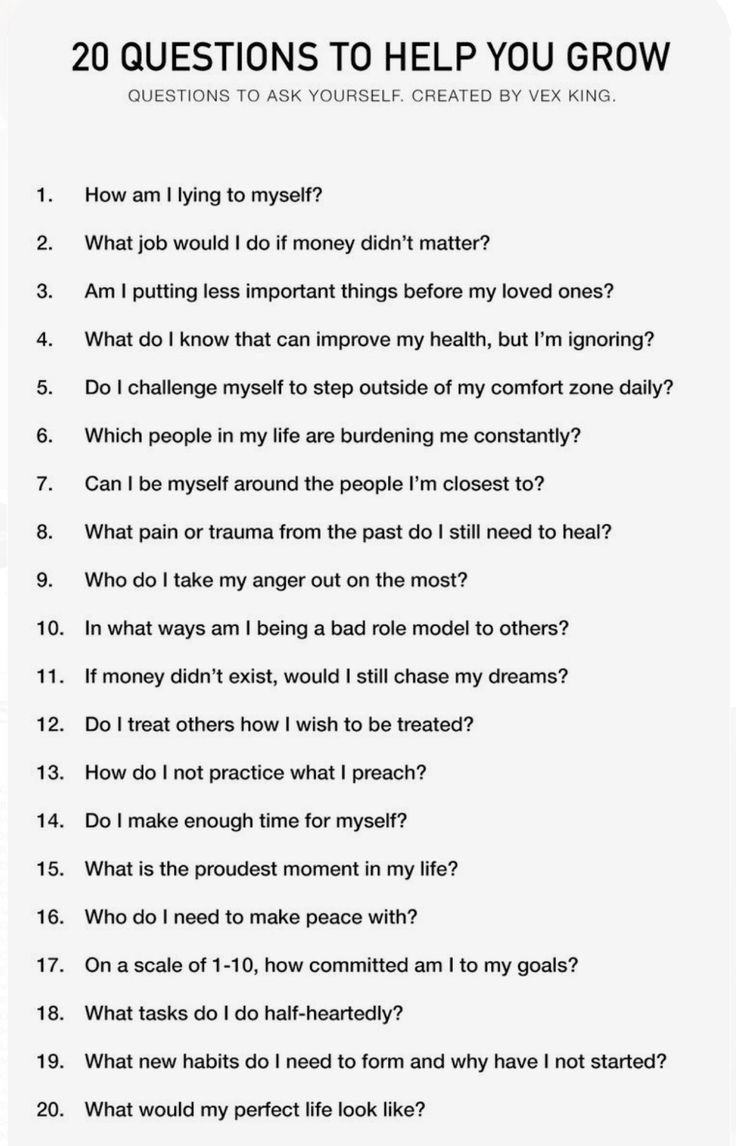 a question card with the words 20 questions to help you grow