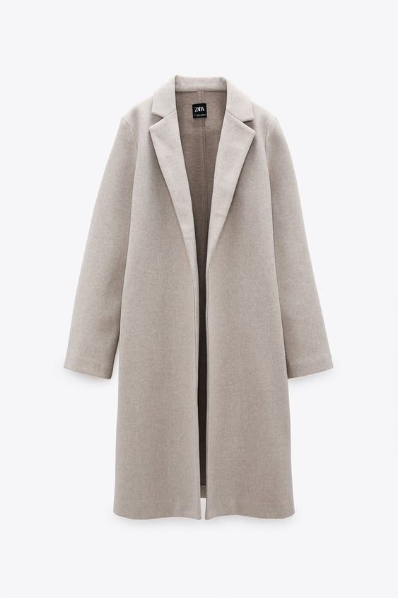 Lapel Collar Coat, Lapel Coat, Textured Jacket, Collared Coat, Dream Clothes, Lapel Collar, Long Coat, Zara Women, Capsule Wardrobe