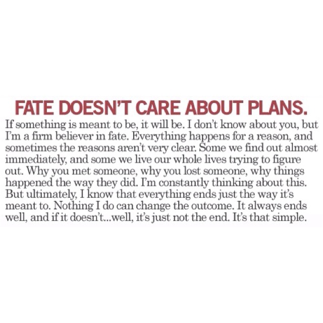 an advertisement with the words fate doesn't care about plans, but it is important to