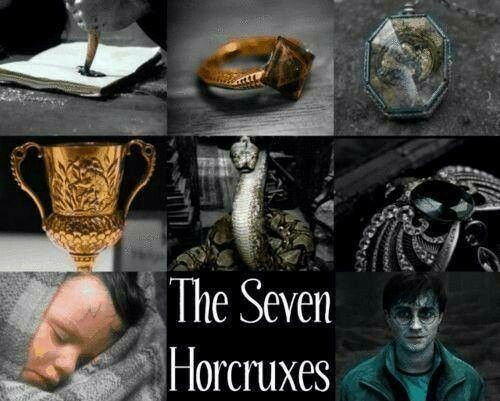 the seven horcruxes are depicted in this collage