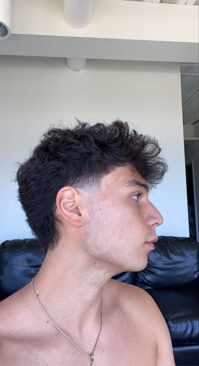 mens mullet Modernized Mullet Men, Curly Wavy Mens Hair, Thick Hair Mullet Men, Back Of Mullet Men, Mullets Mens Modern Curly Hair, Light Mullet Curly Hair Men, Short Tapered Mullet Men, Guy Hairstyles Mullet, Faux Mullet Men Curly Hair