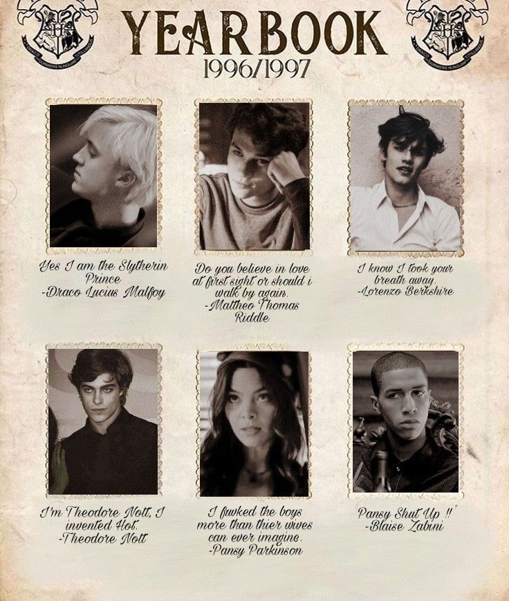 the harry potter yearbook is shown in black and white