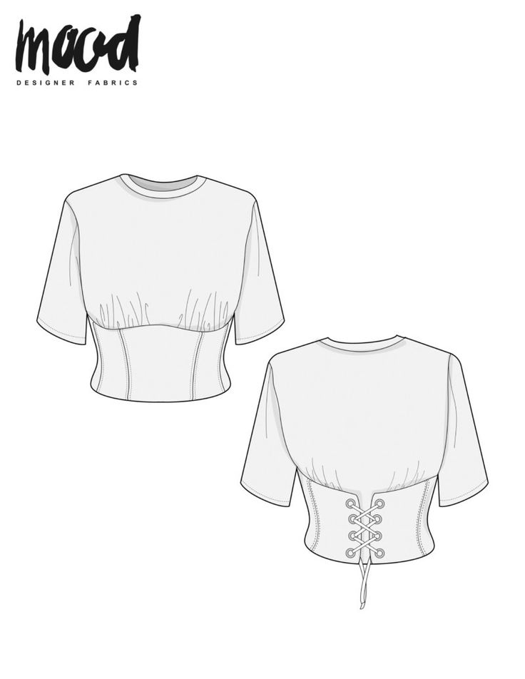 the front and back view of a cropped top with laces on the sides