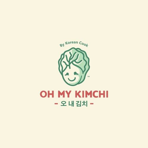 the logo for korean cooking restaurant oh my kimchi, which has an image of a head