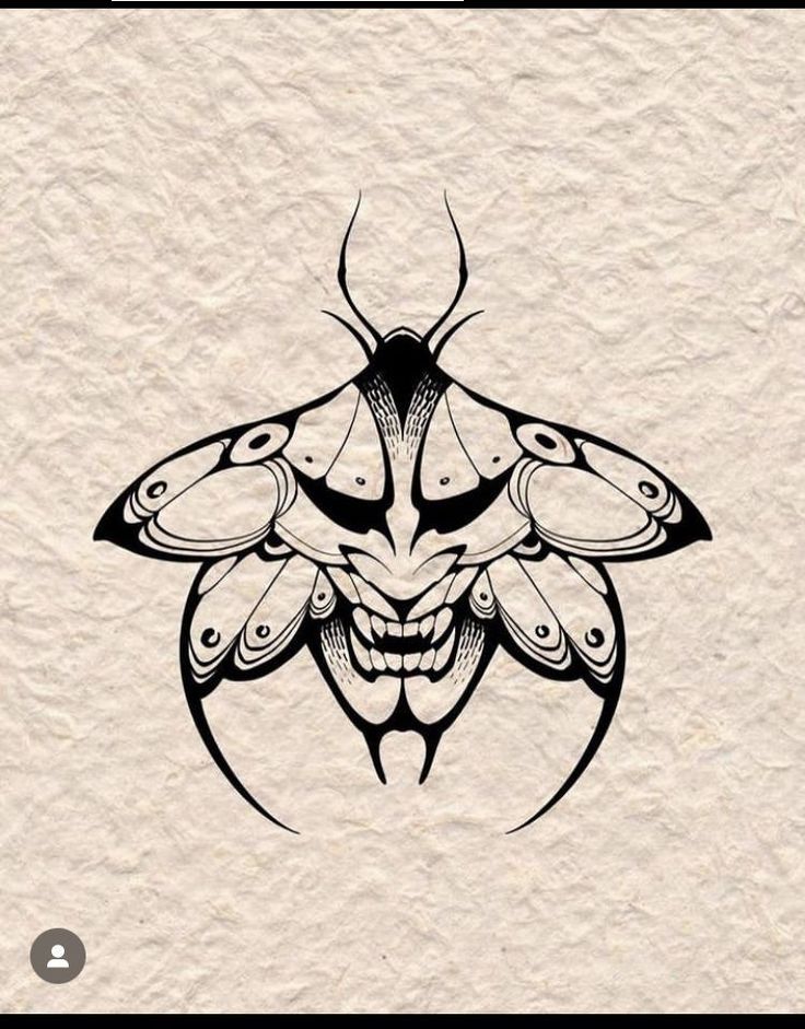 a black and white drawing of a moth