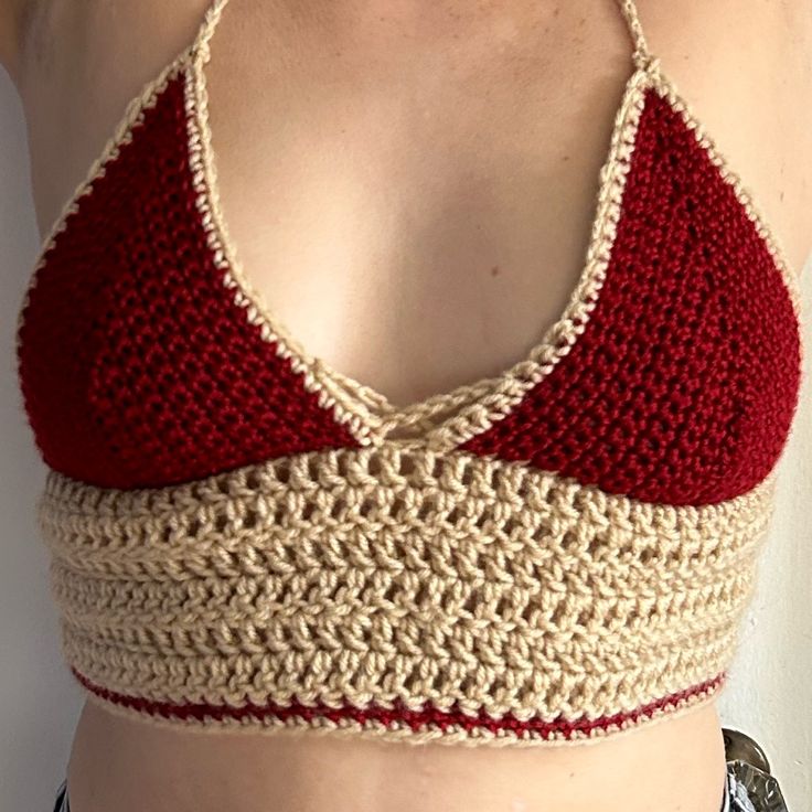 This Is A Handmade Bra Top Made By Myself: It Fits B/C/D Cups And The Bust Is Adjustable In The Back. Crochet Bra Cup, Handmade Bra, Crochet Bra Top, Crop Top Swimsuit, Fall Crochet, Crochet Bra, Crochet Butterfly, Crochet Inspo, Fun Crochet