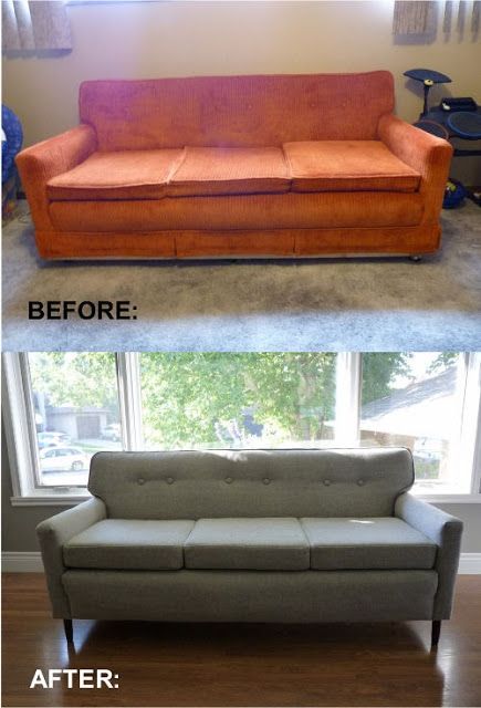 a couch before and after being cleaned