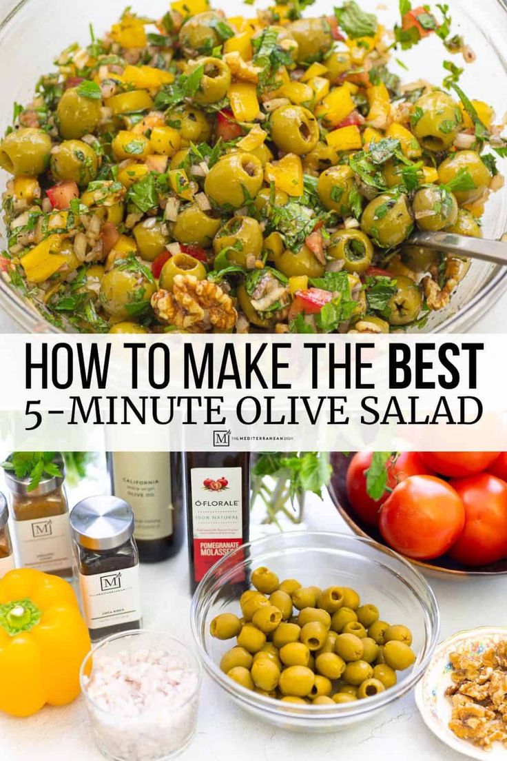 an image of olive salad with text overlay