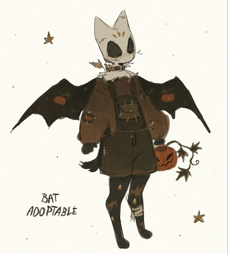 a drawing of a cat dressed up as a bat