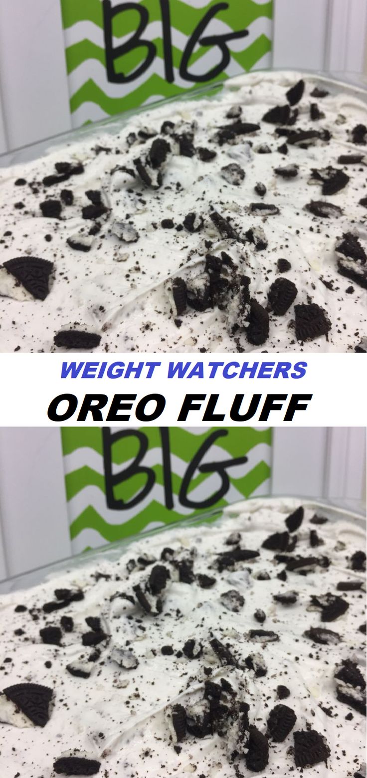 two different views of a pizza with oreo fluff on it