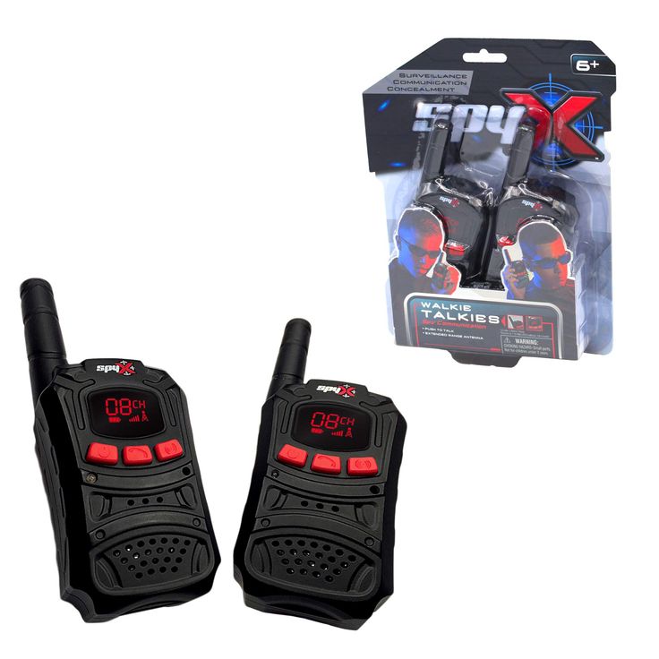 two walkie talkies are in the package