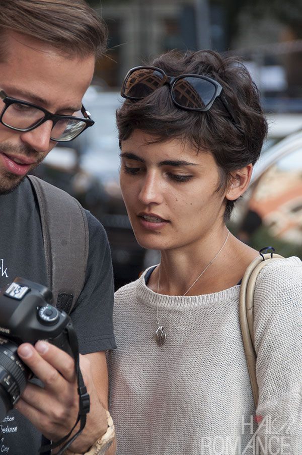 Hair Romance - Street style hair - at Prada - MIlan Fashion Week 5 Short Wavy Pixie, Wavy Pixie, Hair Romance, Love Your Hair, Short Wavy, Cut My Hair, Short Hair Styles Pixie, Short Curly Hair, Short Pixie