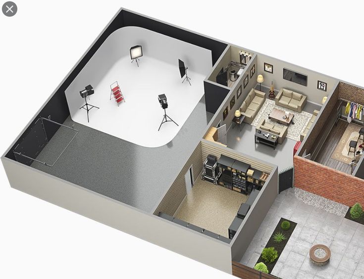 an aerial view of a living room, dining room and kitchen area in a two bedroom apartment