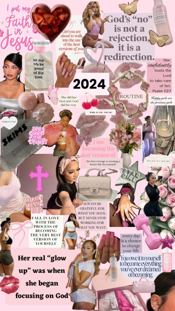 a collage of images with the names of women in pink and white on them