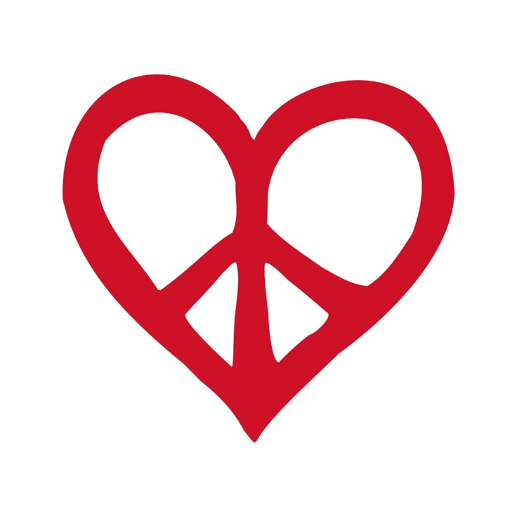 a red peace sign in the shape of a heart