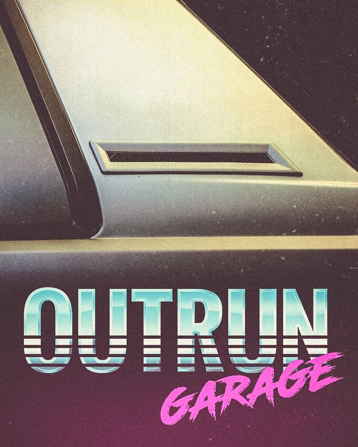 an old car with the word outrun garage painted on it