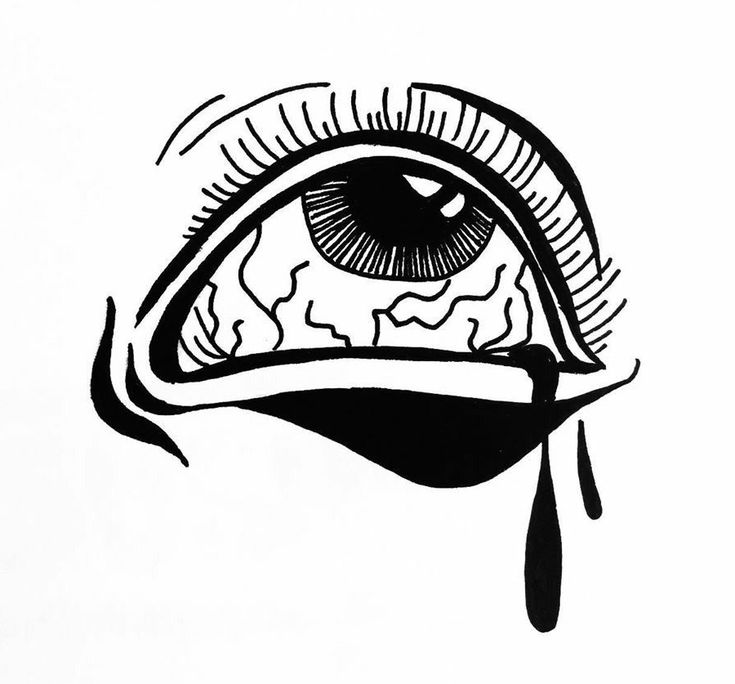 a drawing of an eye with tears coming out of it's irise