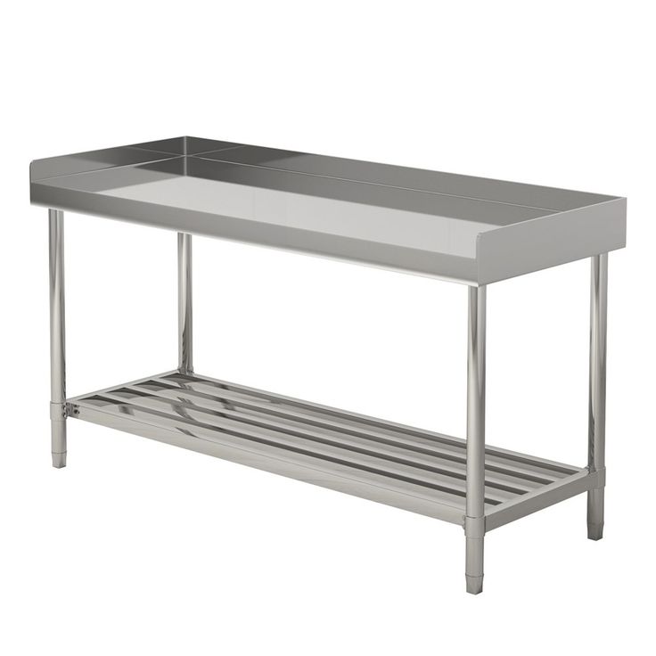 a stainless steel sink and shelf on an isolated white background