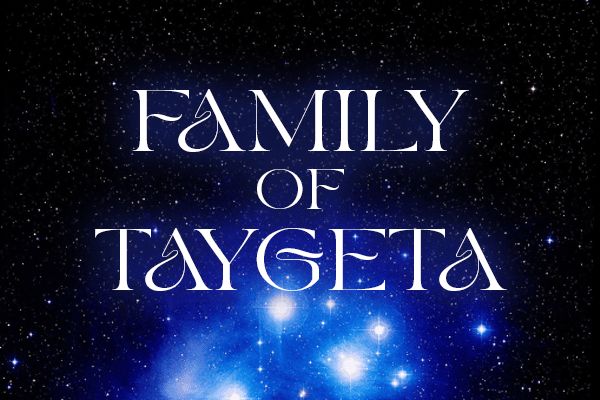 the cover for family of taygeta, with stars in the sky behind it