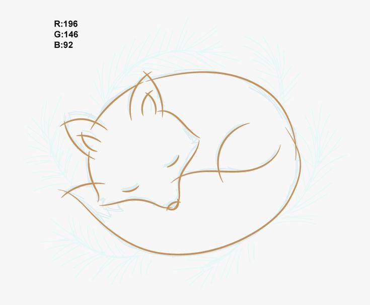 a drawing of a sleeping fox