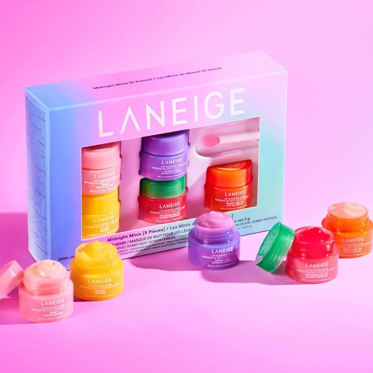 Midnight Minis | LANEIGE Mini Skincare, Watermelon Pops, Lip Masks, Laneige Lip, Sephora Skin Care, Laneige Lip Sleeping Mask, Lip Set, Preppy Room, Lip Sleeping Mask