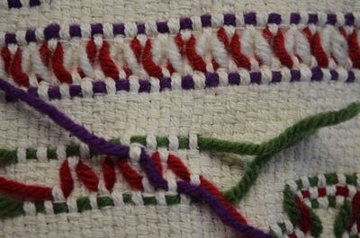 closeup of the stitches on an embroidered piece of cloth