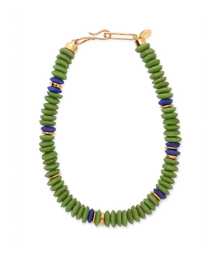 Say hello to the Laguna Necklace, our best-selling, consciously crafted statement piece strung with recycled glass beads. These unique, ethically-sourced Ashanti beads come from Ghana, Africa and are created using the same traditional methods employed by craftspeople for over 1000 years. For every purchase of the Laguna Necklace in Sky Blue, we're donating 15% to the Environmental Defense Fund to support the preservation of our environment and natural resources. Recycled glass beads, gold-plated Lizzie Fortunato, 1000 Years, Recycled Glass Bead, Jennifer Fisher, Jewelry Inspo, Recycled Glass, Gemstone Necklace, Ghana, Shop Necklaces