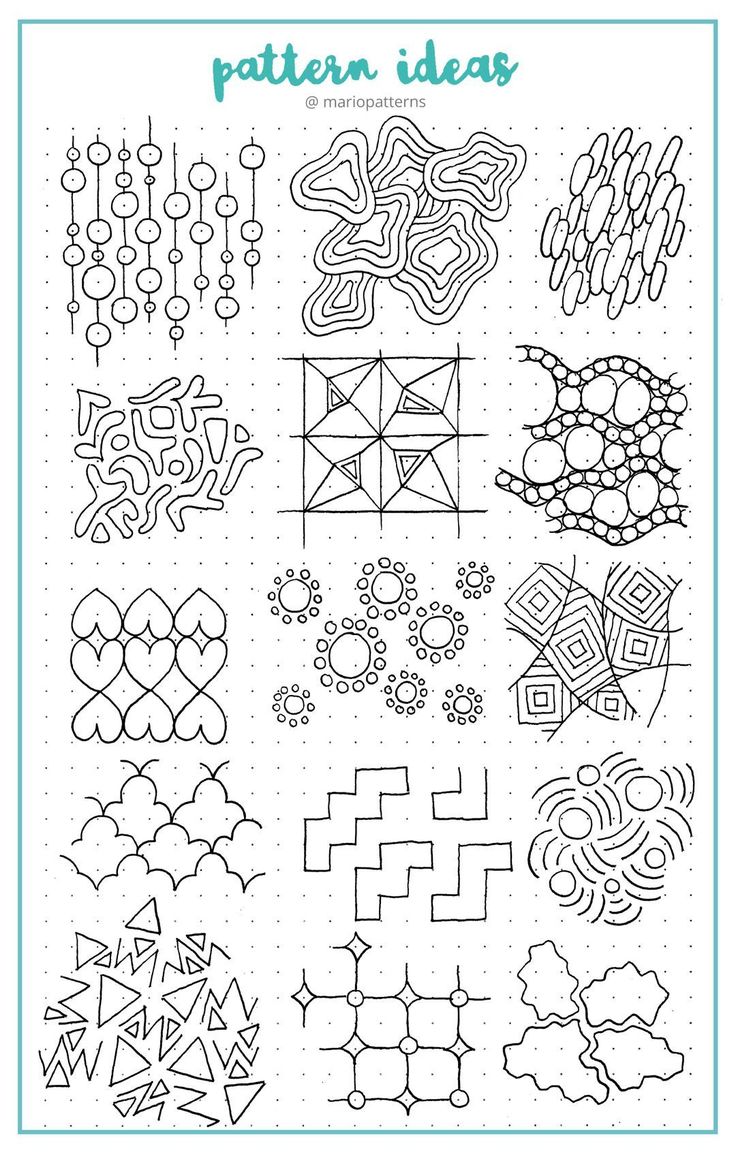 the pattern ideas book is filled with doodles and other decorative designs, including geometric shapes