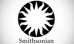 the smithsonian logo is shown in this black and white photo, it appears to be an emblem