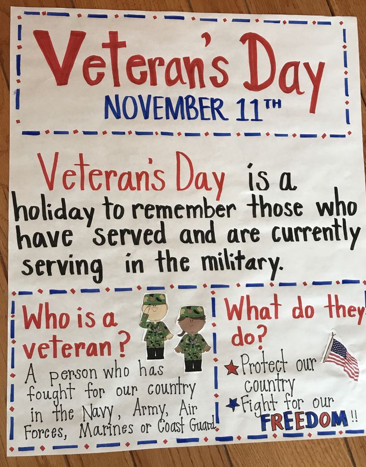 a veterans day bulletin board on a wooden table with the words veterans day written in red, white and blue