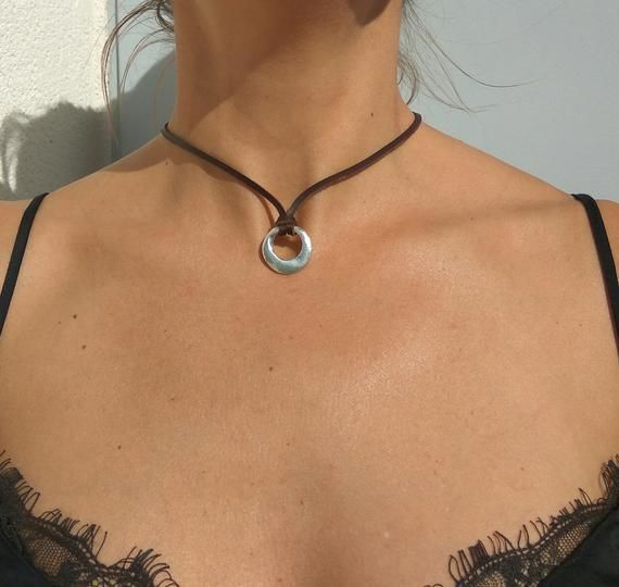 Ring Leather Necklace for women Women Choker Necklace Silver | Etsy Bohemian Silver Choker With Adjustable Cord, Silver Bohemian Choker With Adjustable Cord, Sterling Silver Jewelry With Adjustable Cord, Ring Leather, Women Choker Necklace, Body Chains, Necklace Leather, Womens Chokers, Dope Jewelry