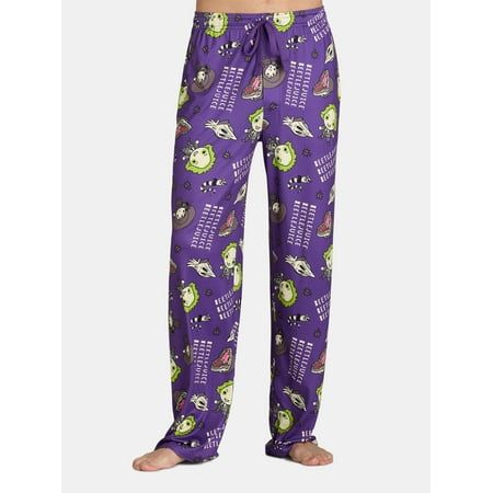 Forget the candykick-back, relax and cuddle up in these Beetlejuice Print Pajama Pants for the ultimate Halloween treat. Crafted in a super-soft, stretchy knit for next-level comfort, AM or PM. Sure to be your new go-to pick for all your laidback activities, from getting a good nights sleep to lounging the day away. Treat yourself to a relaxing night in these fun Beetlejuice pajama pants. Size: 2XL.  Color: Purple.  Gender: male.  Age Group: adult. Casual Halloween Pajama Party Bottoms, Casual Bottoms For Halloween Pajama Party, Casual Bottoms For Pajama Party And Halloween, Beetlejuice Print, Mens Onesie Pajamas, Purple Pajama Pants, Jack Skellington Pajamas, Mens Pyjama Bottoms, Purple Pajamas