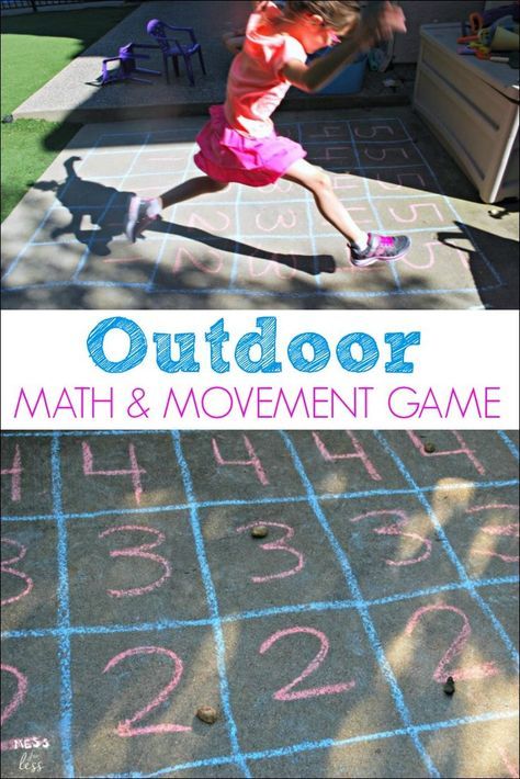 This outdoor math game gets kids moving and learning. All you need is some chalk and rocks to play and learn! sponsored #FamousFootwear Outdoor Math Games, Outdoor Maths, Outdoor Learning Activities, Math Night, Maths Games, Math Games For Kids, Outdoor Education, Fun Math Games, Math Time