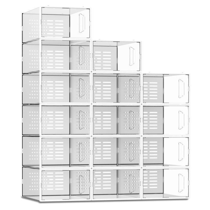 several white boxes stacked on top of each other