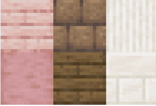 three different shades of pink, brown and white with the same color scheme on them