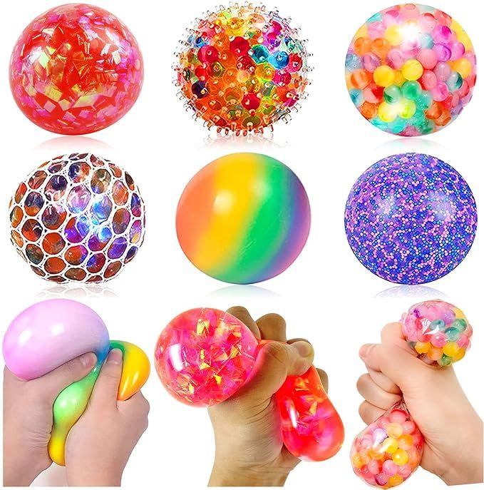 there are many different types of toys in the picture together, including balls and soaps