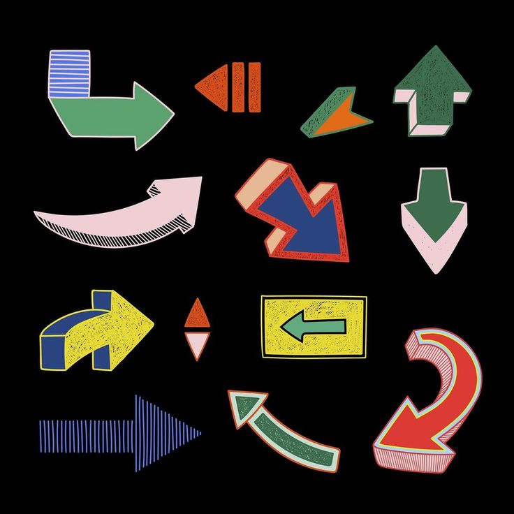 a bunch of different colored arrows on a black background