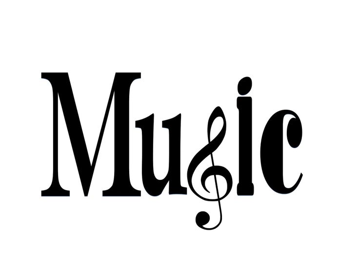 the word music written in black and white