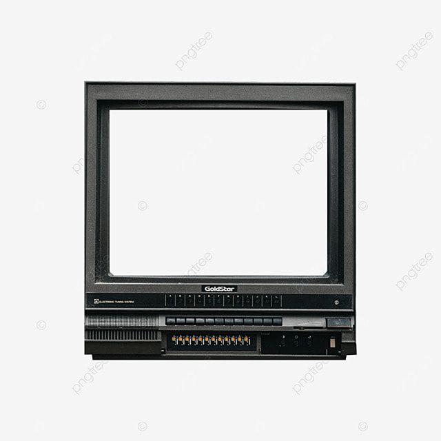 an old television set with no screen on the white background is shown in this image