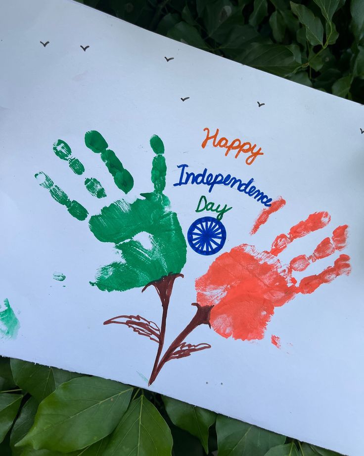 a handprint on a sign that says happy india day