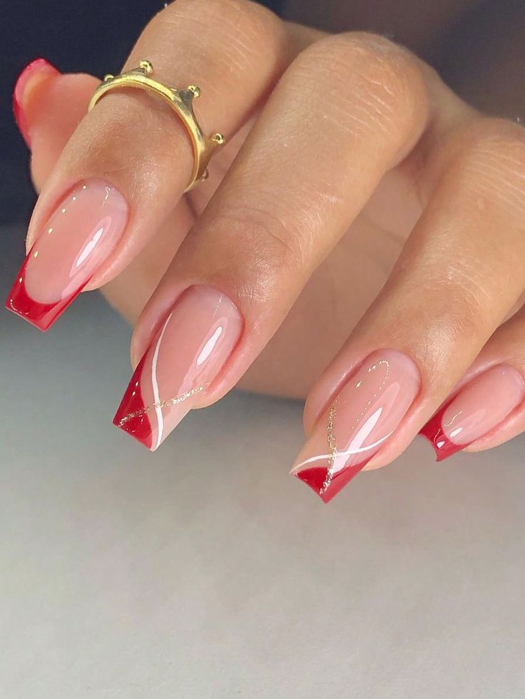 Red Acrylic Nails, Her Nails, Acrylic Nails Coffin Short, White Nail, Short Acrylic Nails Designs, Xmas Nails, Coffin Nails Designs, Chic Nails, Short Acrylic Nails