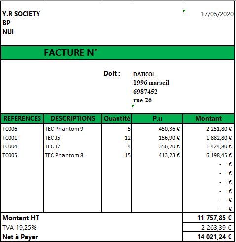 an invoice is shown with the number and date listed on it, as well as