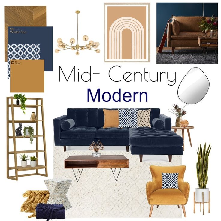 the mid century modern interior design mood board